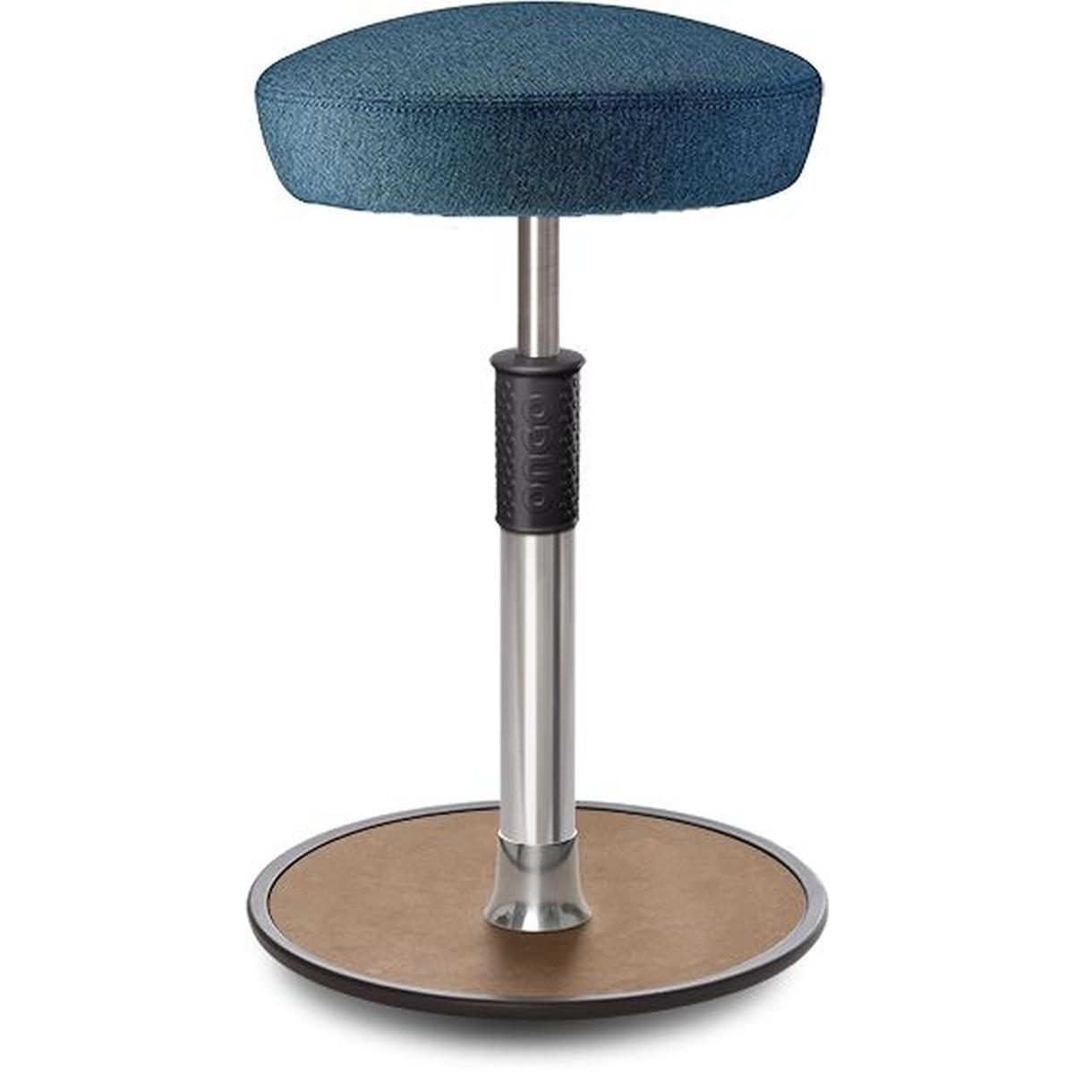 Ongo, Bürostuhl, Sitz- Stehhocker Free Tall Hutsitz Camira Rivet Ozeanblau Chrom /Natur