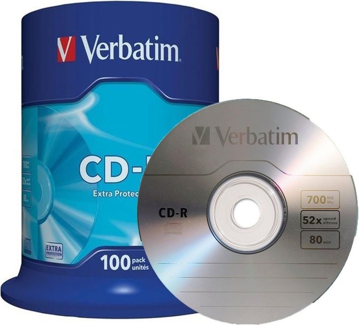 Productafbeelding Verbatim CD-R 52x, 700MB, 100 spoel (100 x)