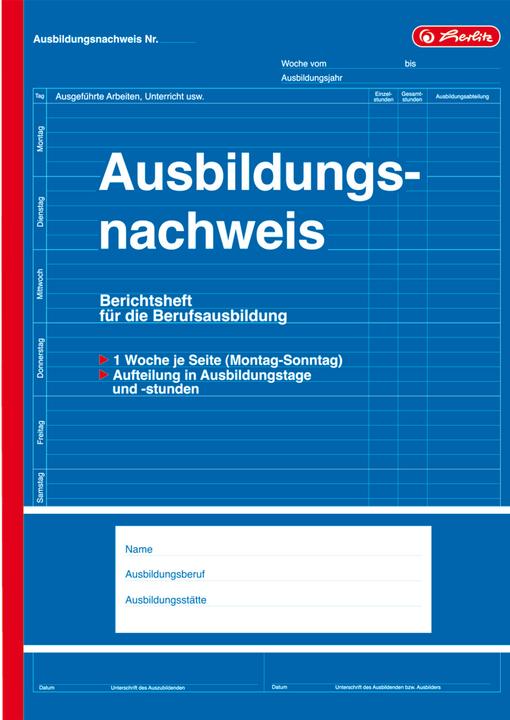 Produktbild Herlitz Formularbuch "Ausbildungsnachweis", DIN A4, 28 Blatt (28 x)