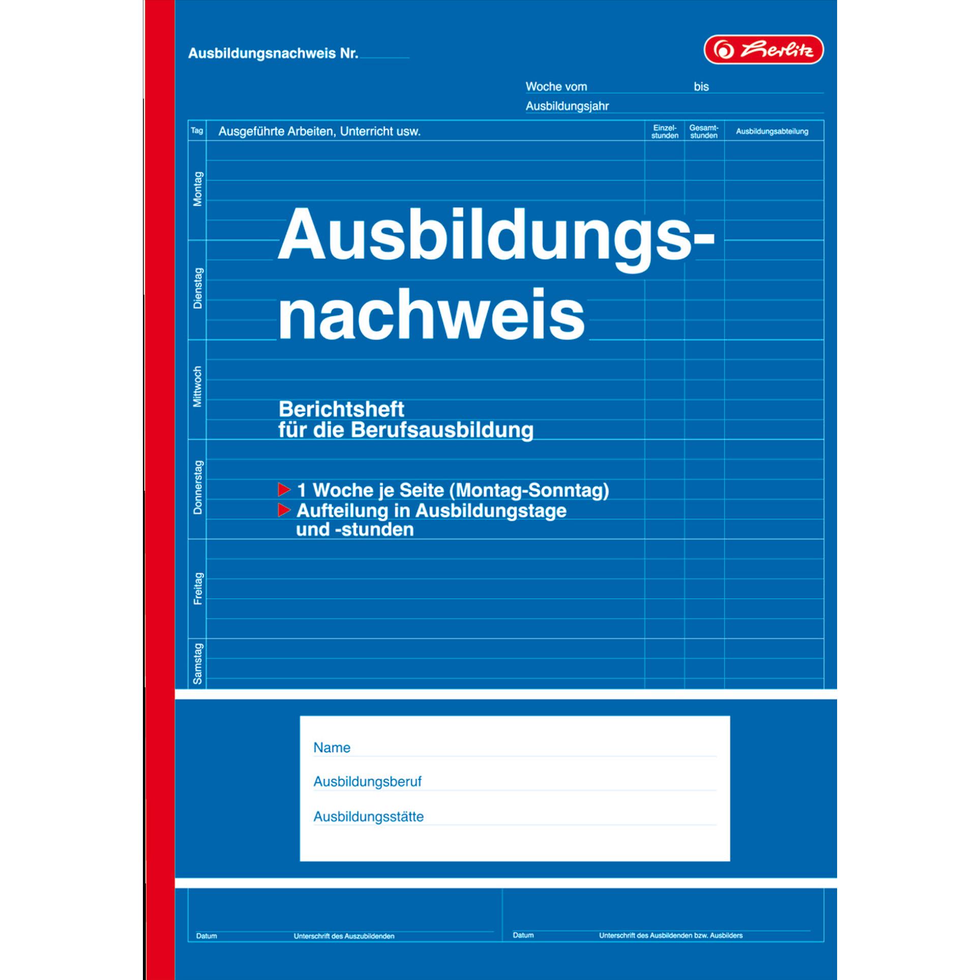 Herlitz, Formular, Formularbuch "Ausbildungsnachweis", DIN A4, 28 Blatt (28 x)