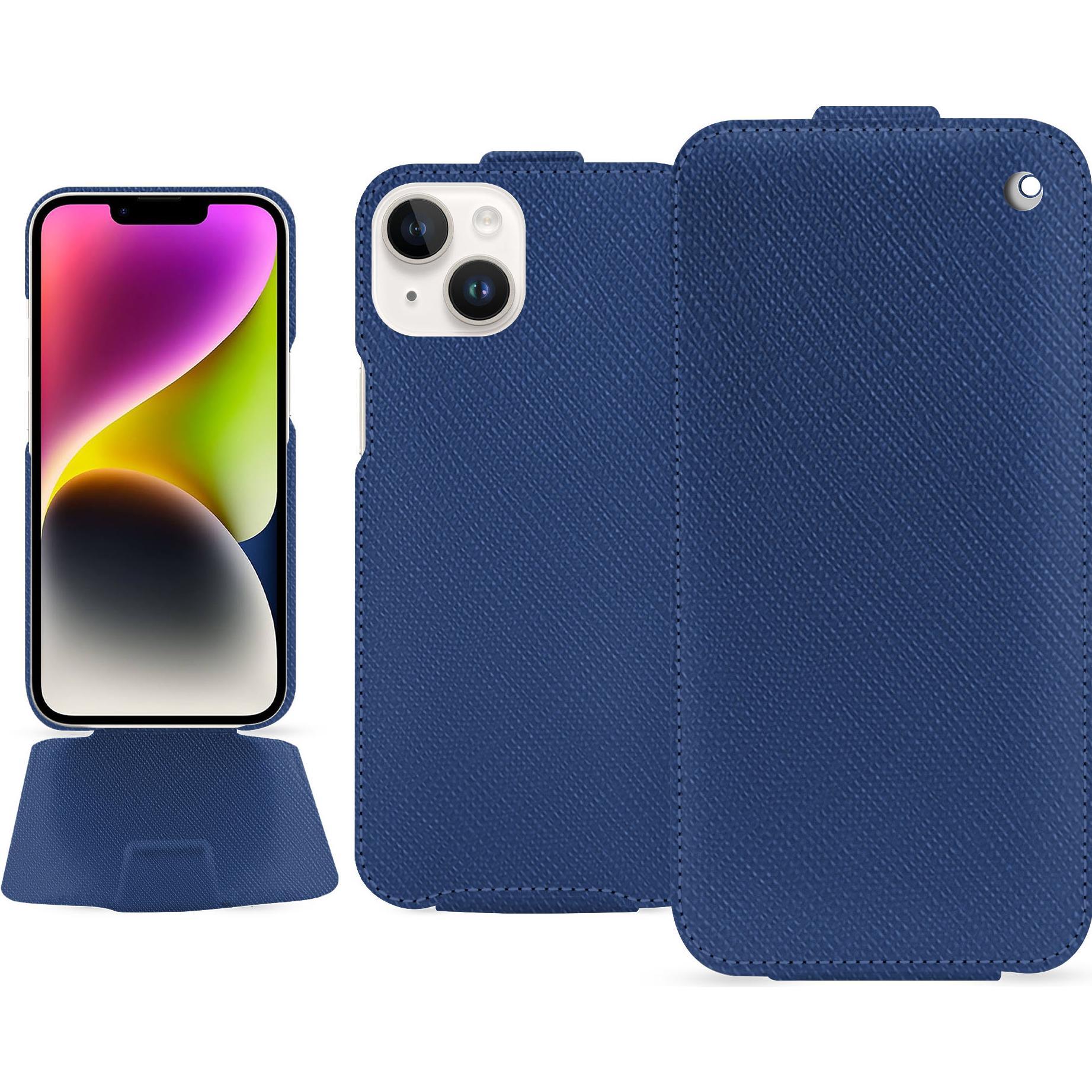 Thumbnail - Noreve Lederschutzhülle vertikal (Apple iPhone 15 Plus), Smartphone Hülle, Blau