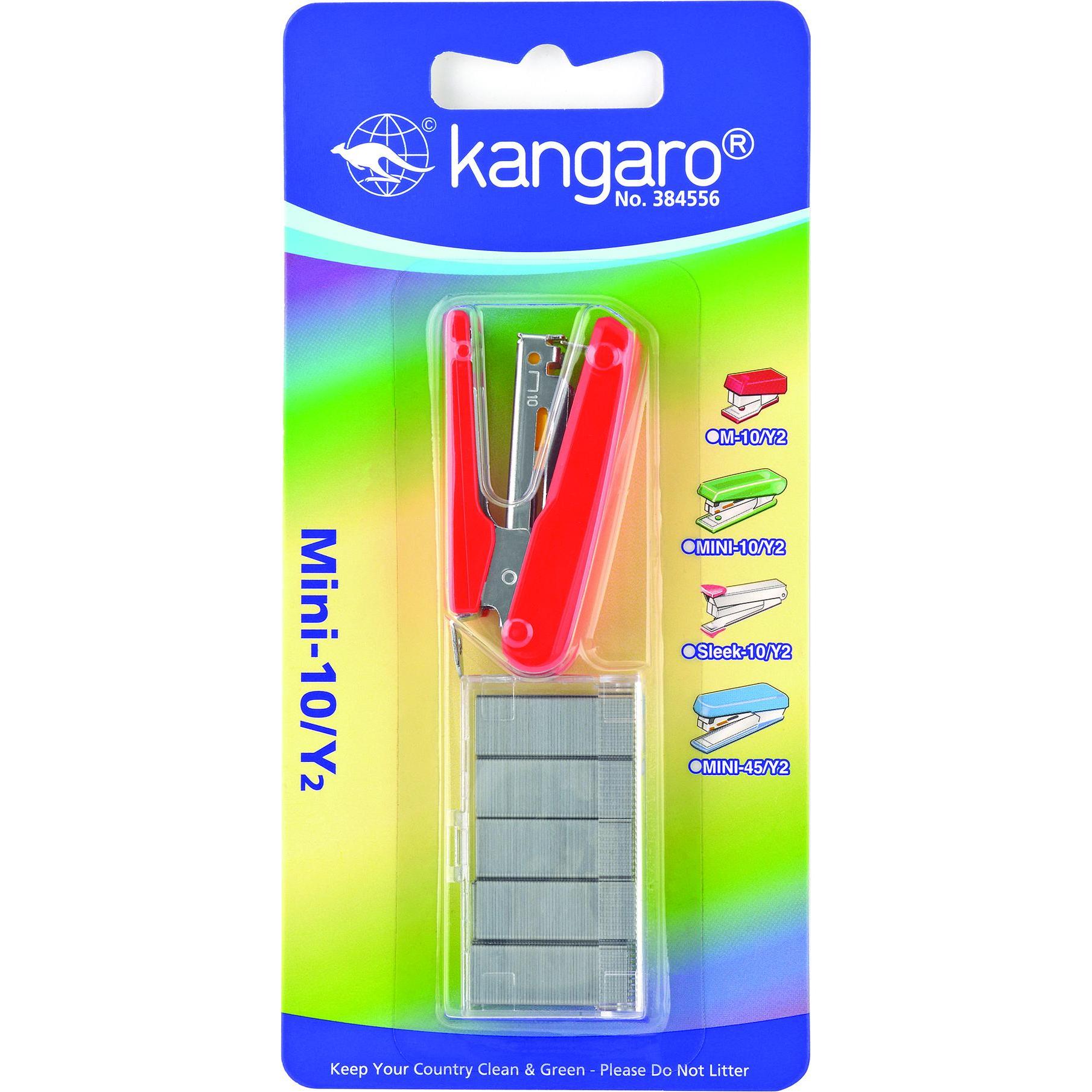 Kangaro, Spillatrice, Cucitrice + punti metallici, pinza fino a 10 fogli, blister, rosso (10 lamelle)