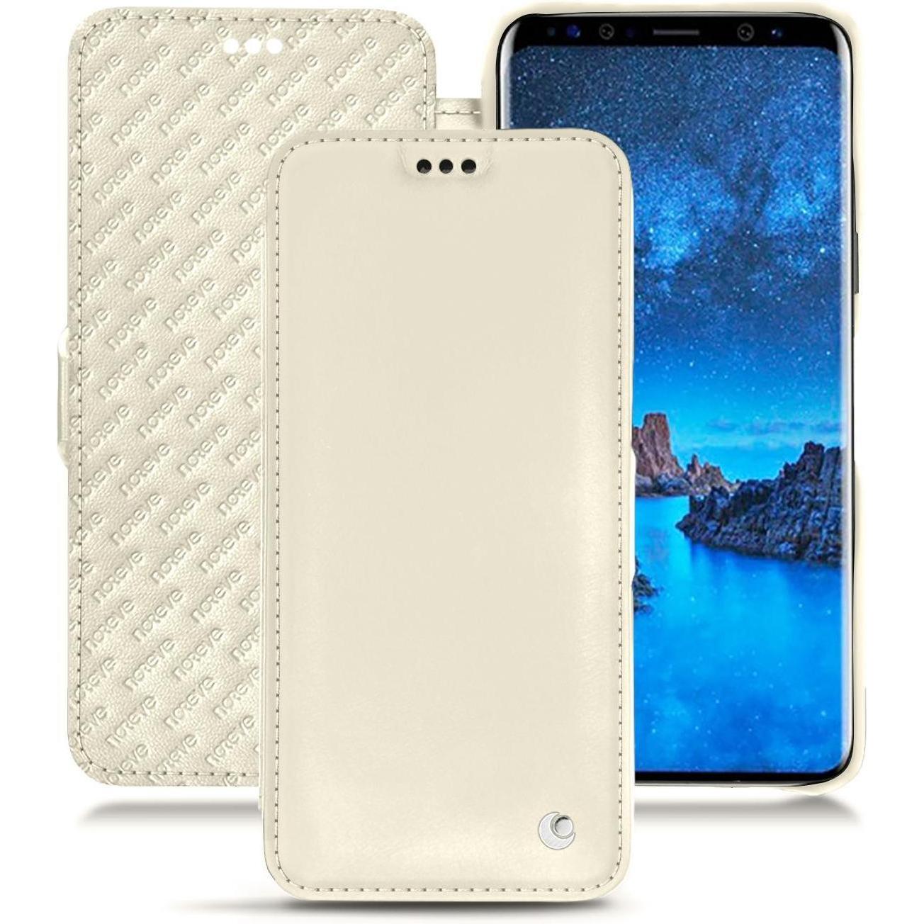 Noreve Lederschutzhülle horizontal (Samsung Galaxy S9), Smartphone Hülle, Weiss
