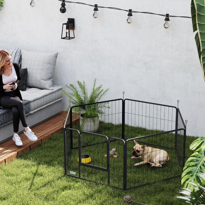 Immagine prodotto PawHut Welpenauslauf Stahl Schwarz (Gabbia per cani)