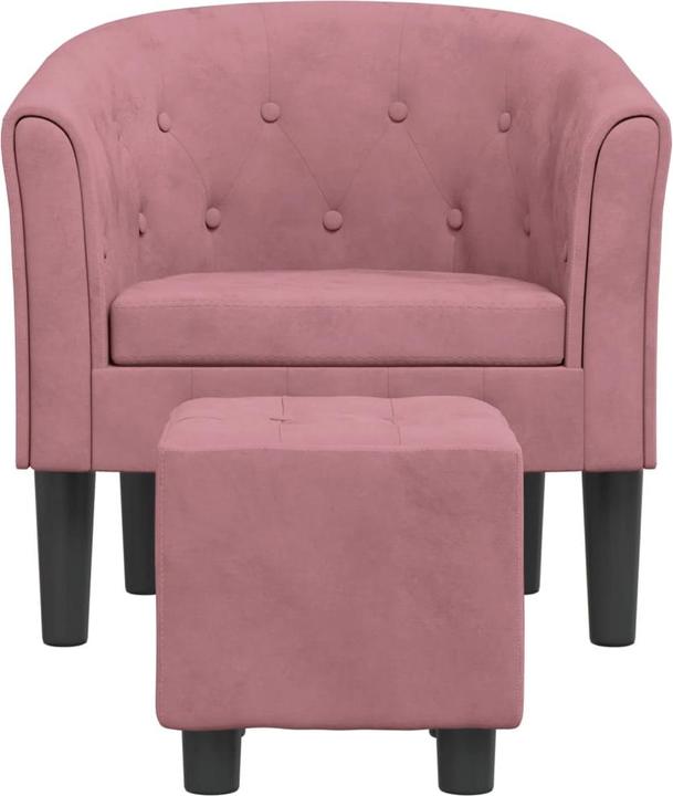 Image du produit vidaXL Clubsessel mit Fusshocker Rosa Samt,Farbe: Rosa,Material