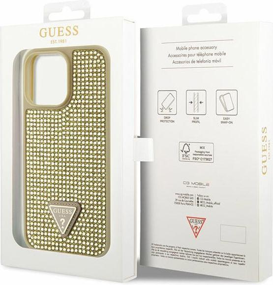 Actual product image Guess GUHCP14XHDGTPD iPhone 14 Pro Max 6.7" złoty/gold hardcase Rhinestone Triangle (Apple iPhone 14 Pro Max)