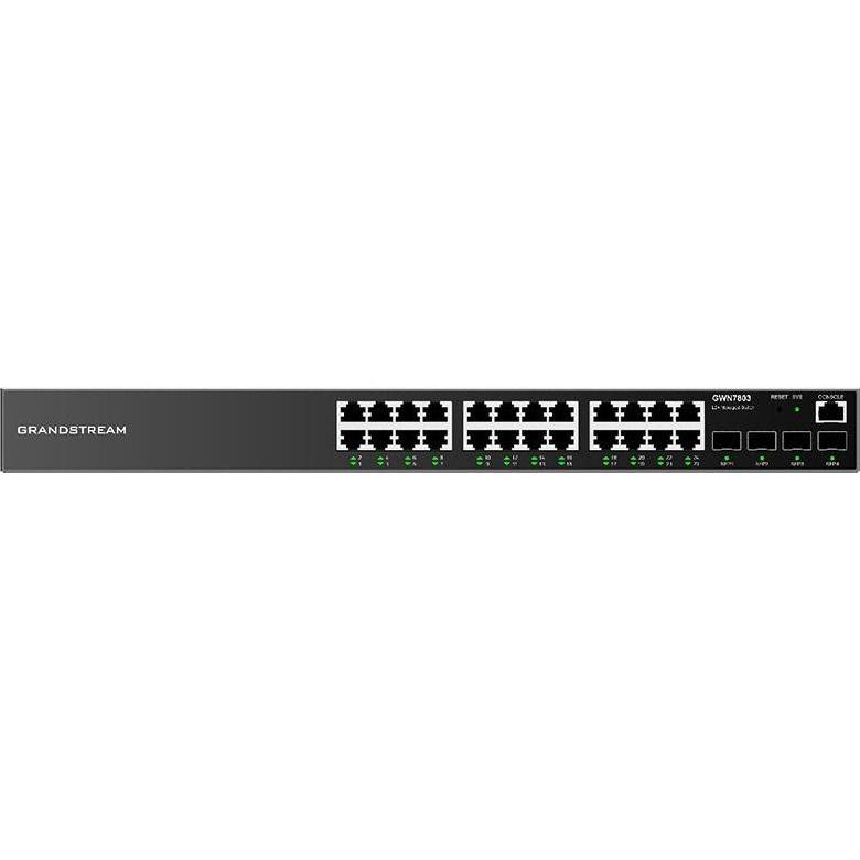 Thumbnail - Grandstream GWN7803, Managed Switch, 24x Gigabit ports, 4x SFP, L2 layer (24 Ports), Netzwerk Switch, Schwarz