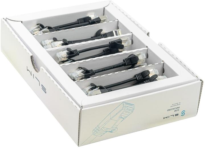 Produktbild SLIM Slimpatchkabel RJ-45, Cat 6A, U/FTP, 0.1 m, Schwarz, 50-Pack (U/FTP, CAT6a, 0.10 m)