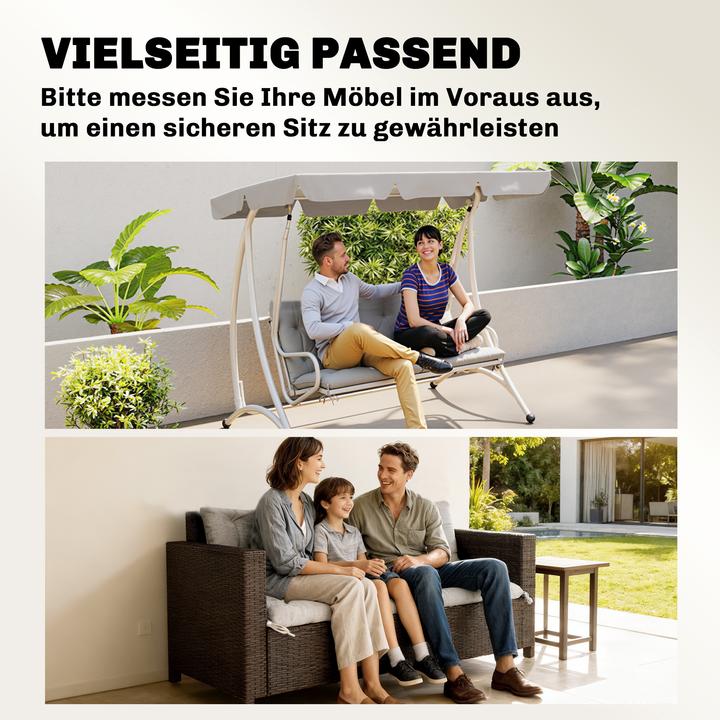 Image du produit Outsunny Bankauflage Polyester, Schaumstoff Hellgrau (150 x 98 cm)