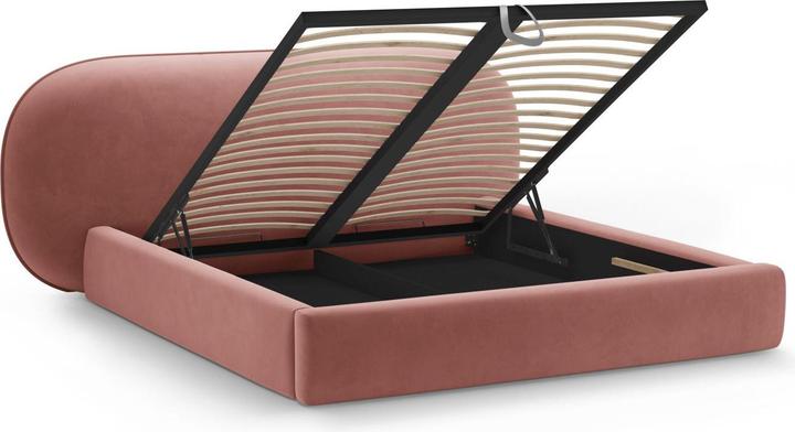 Actual product image Micadoni Velvet Storage Bed With Headboard, "Ovalo", Pink, 234x270x96 Made in Europe (180 x 200 cm)
