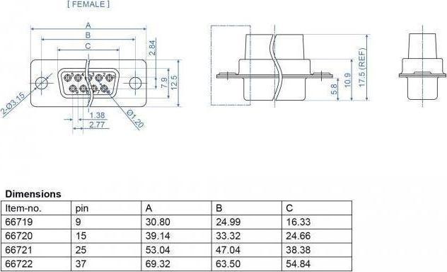 Actual product image Delock D-Sub 15 pin crimp socket, metal, 4 pieces