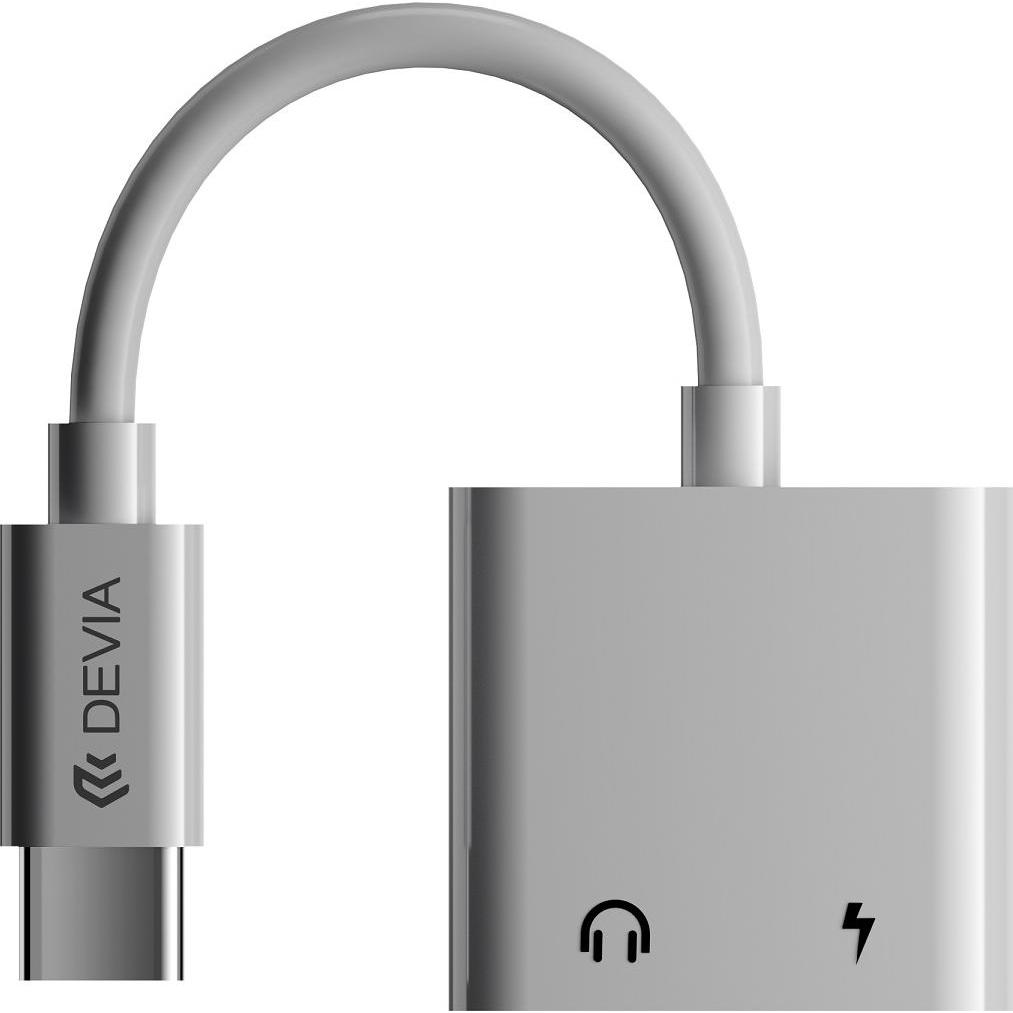 Devia Adapter Smart USB-C - USB-C (Anschluss) + USB-C (Anschluss) weiss (USB-A, 12 cm), Data + Video Adapter, Weiss