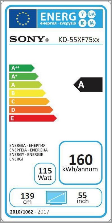 Label énergétique Sony Kd-55xf7597 (55", LCD, 4K, 2018)