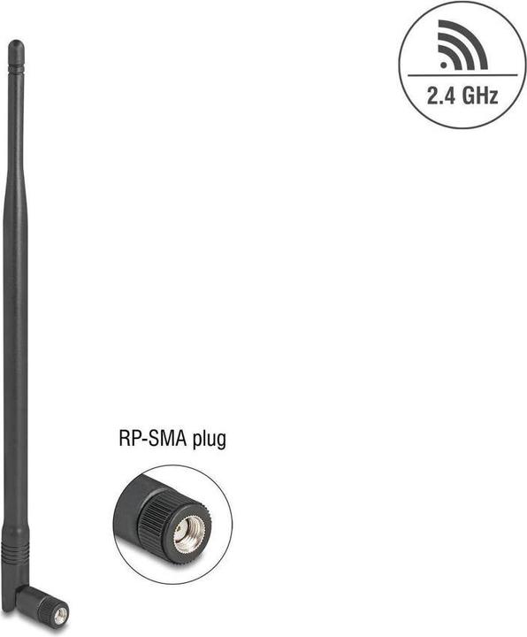 Image du produit Delock WiFi 2,4 GHz Antenne RP-SMA Stecker 7 dBi omnidirektional mit Kippgelenk schwarz (WiFi)