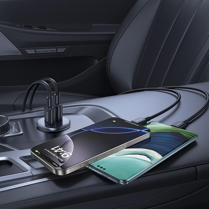 Actual product image Baseus GoTrip USB-C / USB-A 30W Autoladegerät - Schwarz