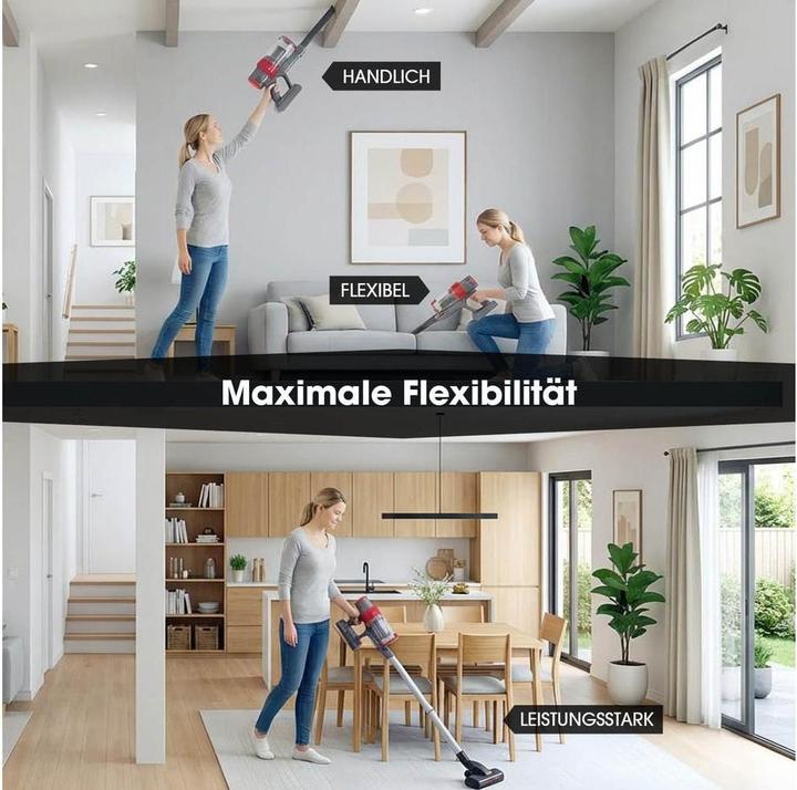 Produktbild CleanMaxx Akku-Hand- und Stielsauger 22.2 V Grau/Rot