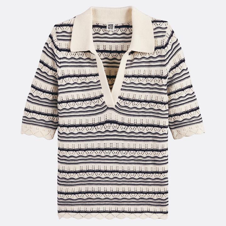 Produktbild La Redoute Collections Polopullover mit Lochmuster (L)