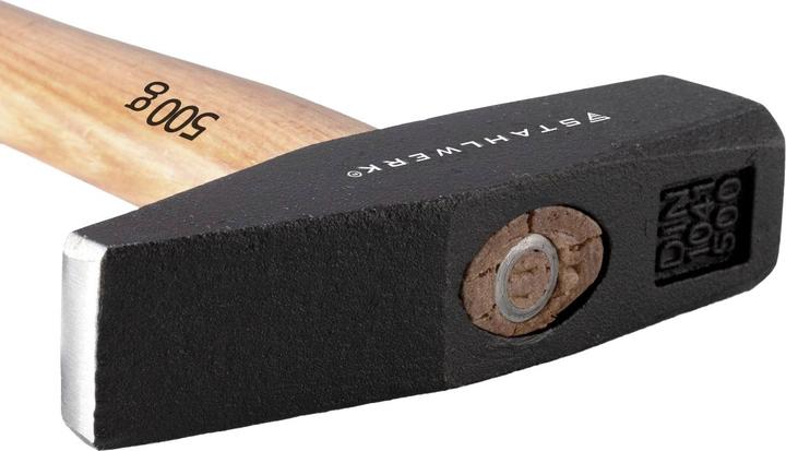 Actual product image Stahlwerk Hammer 500g locksmith's hammer robust steel head, hickory wood handle (500 g)
