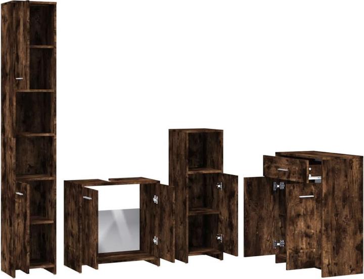 Image du produit vidaXL Badmöbel Set Badezimmermöbel Badezimmerschrank 4 tlg. Räuchereiche