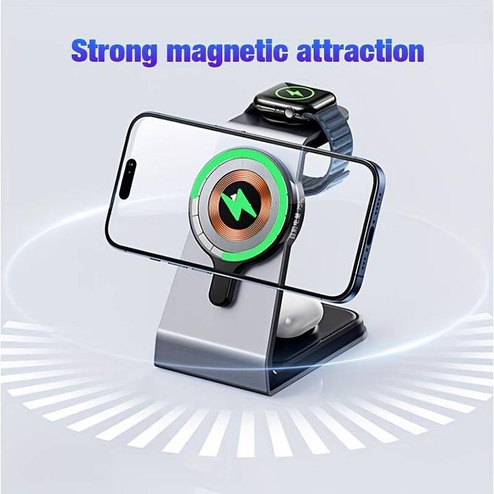 Image du produit PhoneLook Station de charge 23W mangétique Cyberpunk 3 en 1 USB-C avec MagSafe + Apple Watch + AirPods (23 W)