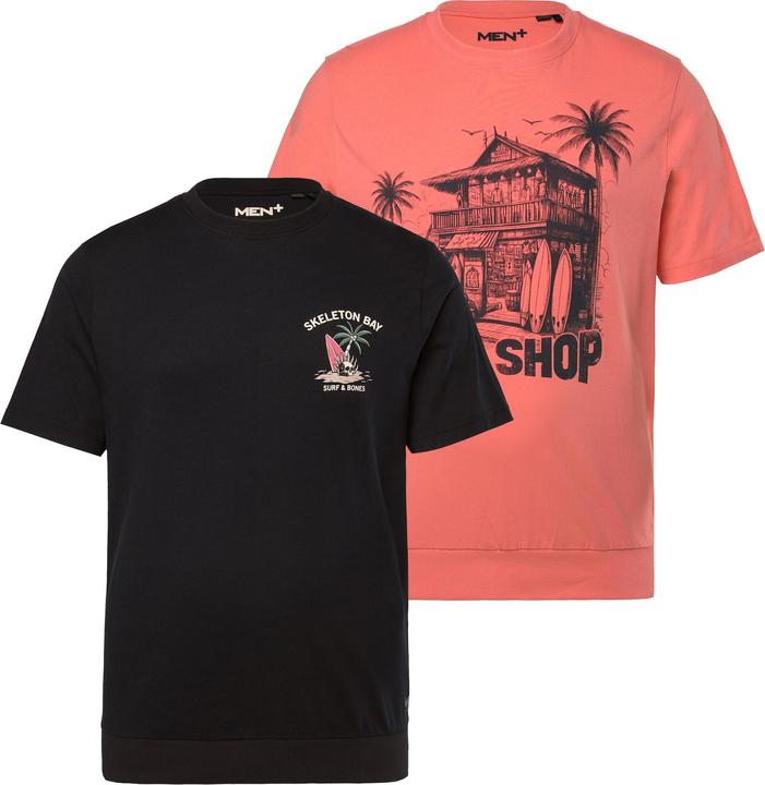 Produktbild Men+ T-Shirts im 2er-Pack, Bauchfit, Halbarm, Print (5XL)