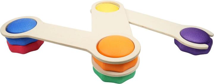 Hermex Holz-Balancierbrücken mit Motoriksteinen Balancier-Set mit Trittsteinen