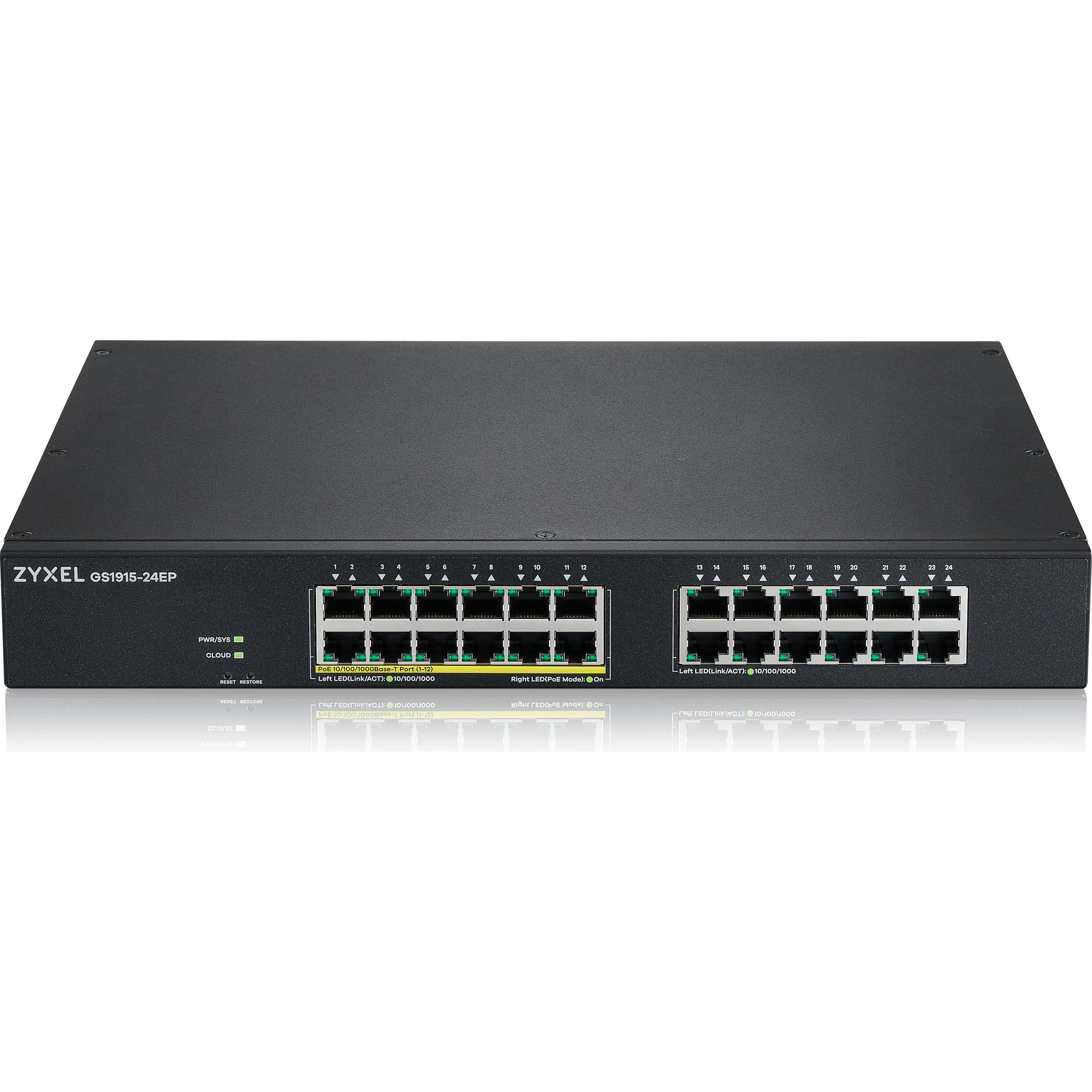 Thumbnail - Zyxel GS191524EP (24 Ports), Netzwerk Switch, Schwarz