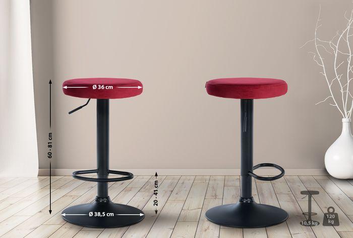 Produktbild Swisshandel24 2er Set Barhocker Ponte Samt schwarz, rot