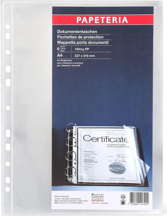 Produktbild Papeteria Zeigetaschen Dokumente (A4, 6x)
