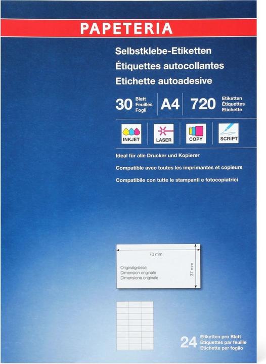 Produktbild Papeteria Selbstklebe-Etiketten 70x37mm weiss