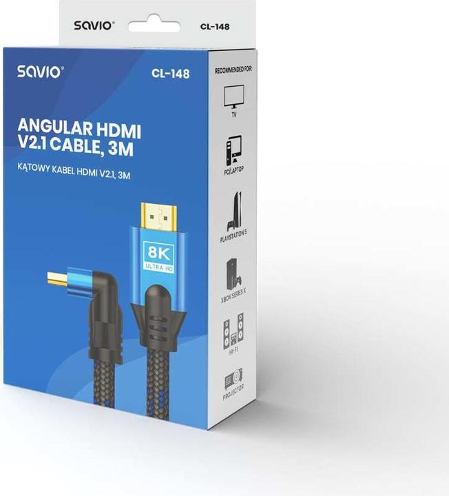 Produktbild Elmak HDMI cable CL-148 v2.1 SAVIO (3 m, HDMI, 2.1)