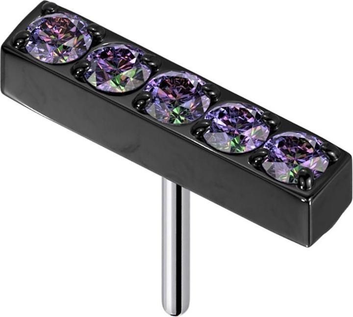 Produktbild Star Piercing Threadless schwarz Balken Kristalle dunkel multicolor (ohne Messing, Titan)