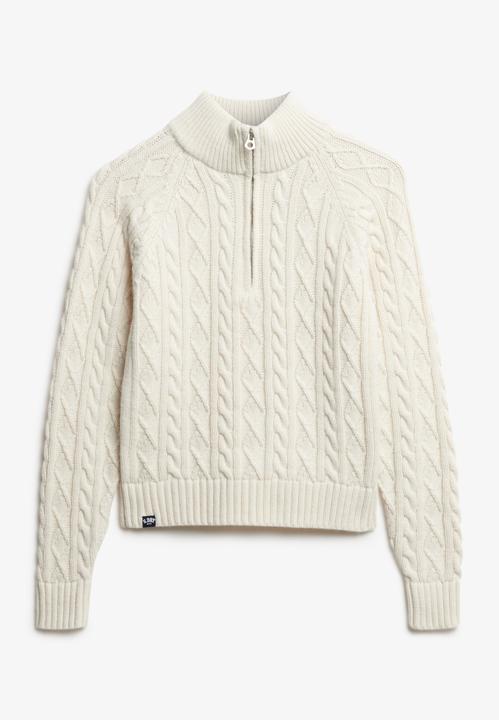 Produktbild Superdry Schmaler Strickpullover mit halbem Reissverschluss und Zopfmuster (XXS)