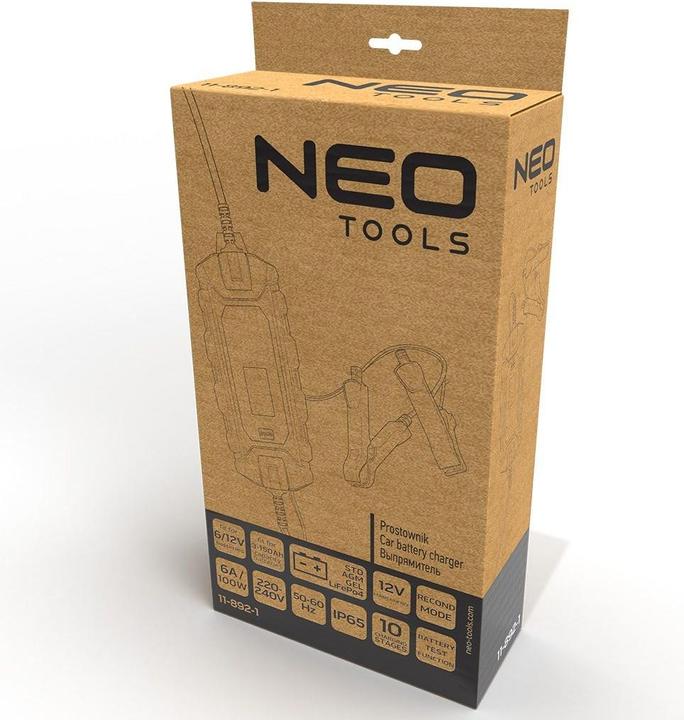 Actual product image Neo Automatic charger 6A/100W 3-150Ah for acid / AGM / GEL batteries (12V, 6 A)
