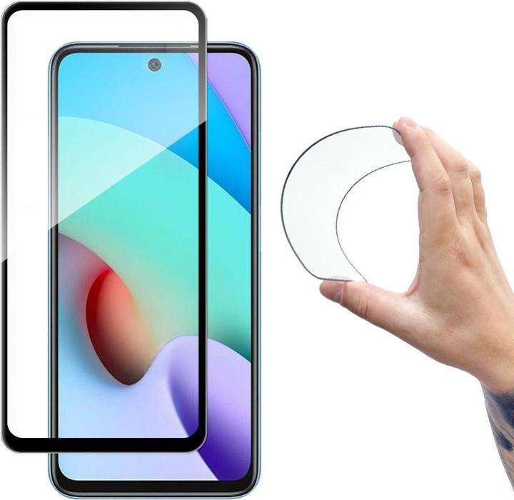 Actual product image Wozinsky Full Cover Flexi Nano Glass Film Tempered Glass With Frame Xiaomi Redmi 10 Black (Xiaomi Redmi 10)