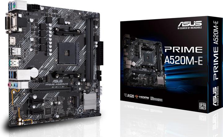Produktbild ASUS PRIME A520M-E, AMD A520 Mainbaord - Sockel AM4 (AM4, AMD A520, mATX)