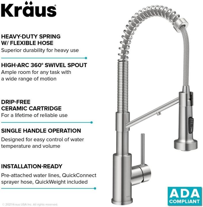 Actual product image Kraus Single-Handle Pull-Down Sprayer Kitchen Faucet Water Filtration System
