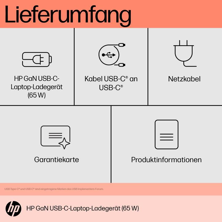 Productafbeelding HP 65 W GaN USB-C laptop oplader (65 W)