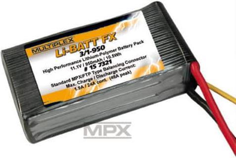 Produktbild Multiplex LiPo Pack Li-Batt FX 3 11,1V 950 mAh (MPX + FTP) (11.10 V, 950 mAh)