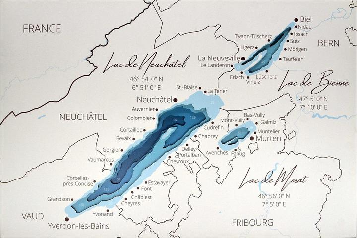 Image du produit Enjoy The Wood Lac de Neuchâtel - Carte marine en bois