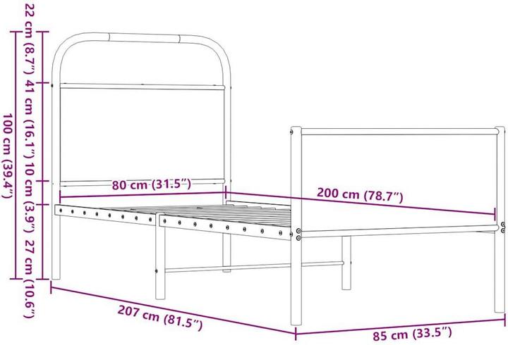 Produktbild vidaXL Bettgestell (80 x 200 cm)