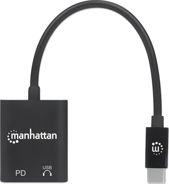 Image du produit Manhattan Prise USB-C vers le port audio USB-C et le port PD USB-C Power Delivery (0.11 m, USB 2.0)