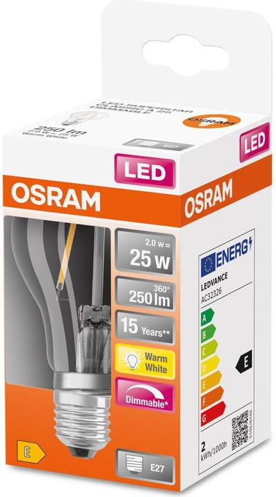 Actual product image Osram Retrofit Classic A (E27, 2.80 W, 250 lm, 1 x, E)