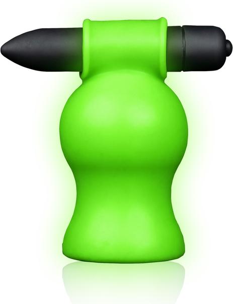Actual product image Ouch! Vibrating Head Masturbator - Glow in the Dark