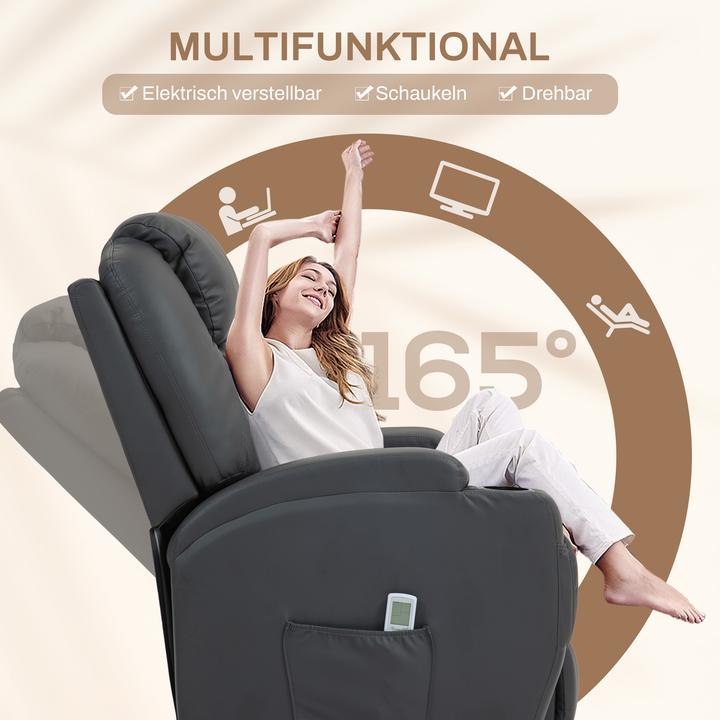 Produktbild Homcom Massagesessel Kunstleder, Stahl Dunkelgrau