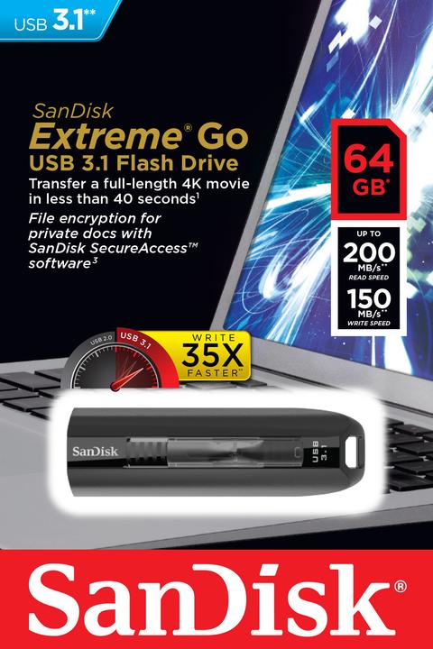 Actual product image SanDisk Extreme Go (64 GB, USB-A, USB 3.1)