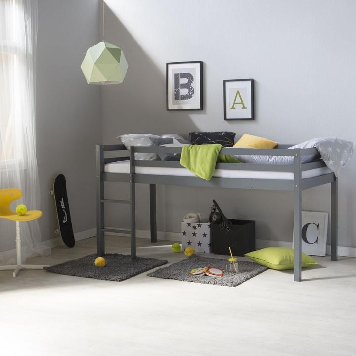 Produktbild Homestyle4u Hochbett Spielbett Kinderbett mit Lattenrost, Matratze, Leiter und Rutsche (90 x 200 cm)