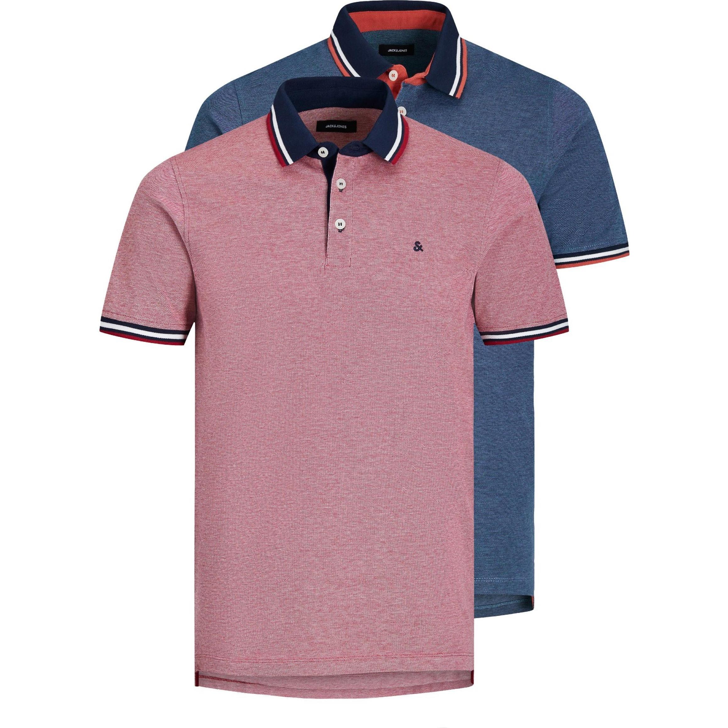 Jack & Jones, Herren, Shirt, Paulos 2er Pack, Rot, Blau, (M)