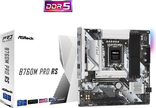 Productafbeelding AsRock B760M PRO RS/D5 MATX Intel DDR5 S1700 (LGA 1700, Intel B760, mATX)