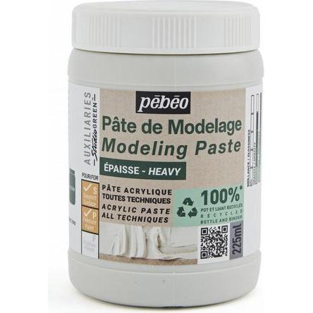Pebeo, Künstlerfarbe + Bastelfarbe, Modellierpaste dick grün (Grün, 225 ml)